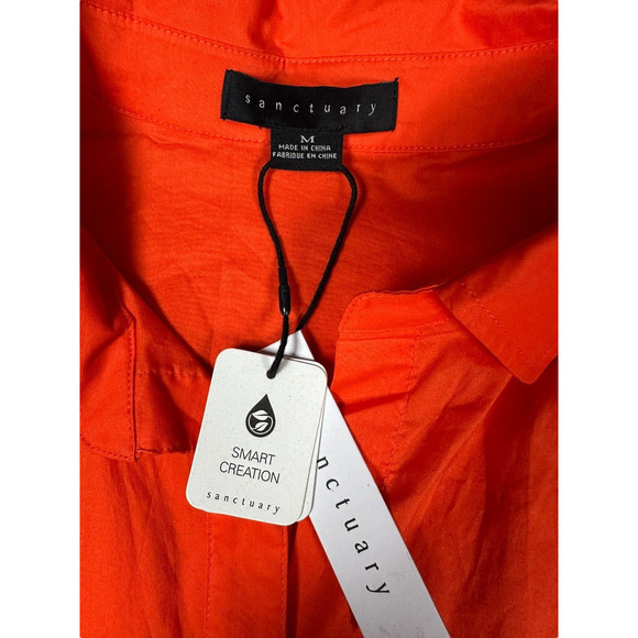 Sanctuary Size Medium Oversized Boyfriend Back Slit Button-Up Shirt Orange NWT - Picture 3 of 6